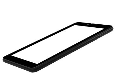 Tablet siyah arka plan açık düz sağ tarafında