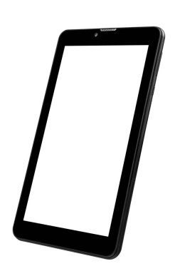 Tablet siyah arka plan ön sağ yan yan açı kamera