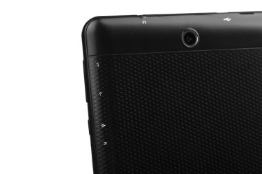 Tablet siyah arka plan arka doku yakın kamera