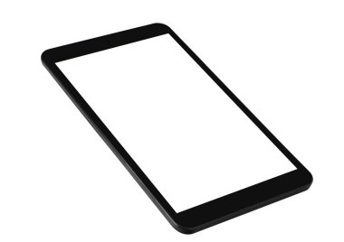 Tablet siyah ön sol yan izole