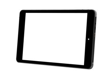 Tablet siyah düz dikey sağ ön izole