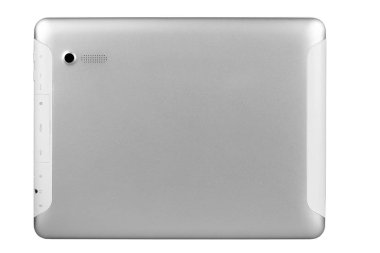 Tablet beyaz gümüş düğmeye dik