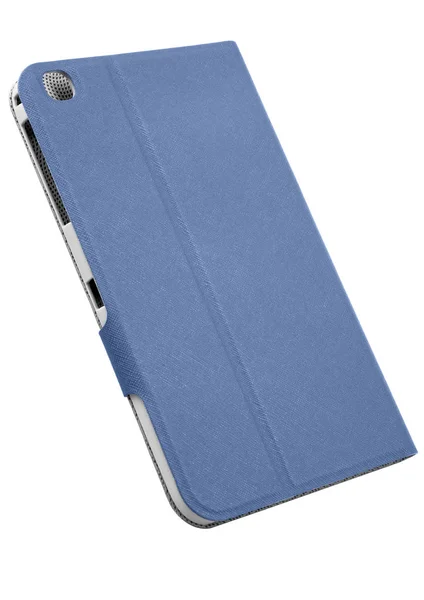 Tablet etui azul fechado de volta — Fotografia de Stock