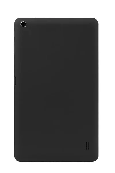 Tablet preto isolado câmera reta traseira — Fotografia de Stock