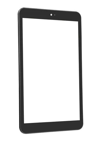Tablet fekete elszigetelt első egyenes bal oldalon — Stock Fotó
