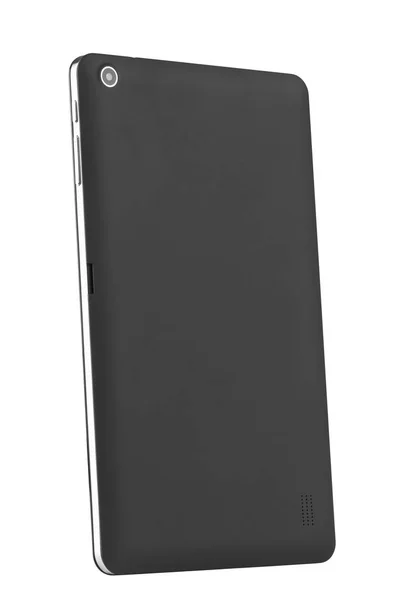 Tablet preto isolado para trás lado esquerdo ângulo câmera — Fotografia de Stock