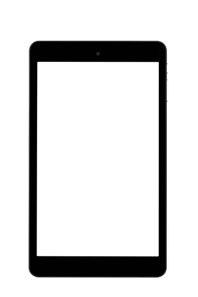 Tablet hitam diisolasi layar depan lurus — Stok Foto