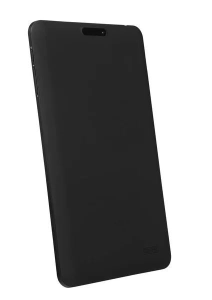 Tableta negra aislada en la parte posterior izquierda — Foto de Stock