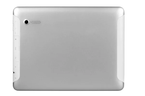 Tablet botão prata branco de volta em linha reta — Fotografia de Stock