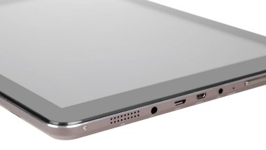 Tablet metal gümüş öne yakın Ekle düğmesini hoparlör