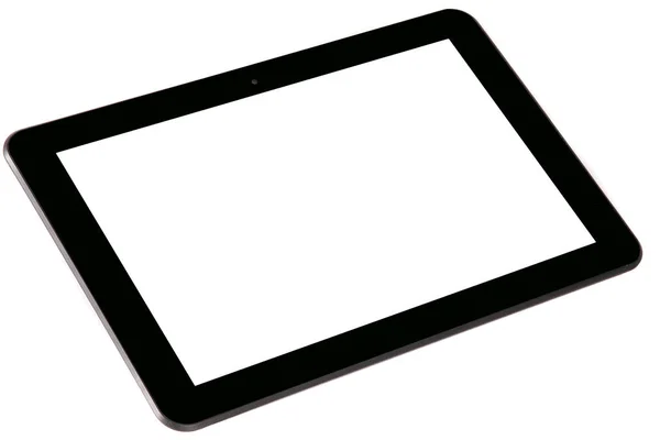 Sol tarafta tablet siyah ön düz yüzey — Stok fotoğraf