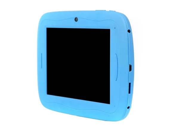 Tableta para niños niño azul caso frontal recto lado derecho — Foto de Stock