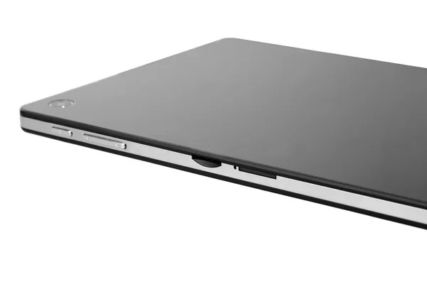 Tablet fekete üzleti vissza szög repül közel felfelé — Stock Fotó