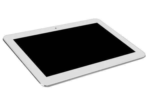 Tablet branco dentro e cobrir frente de negócios lado esquerdo — Fotografia de Stock