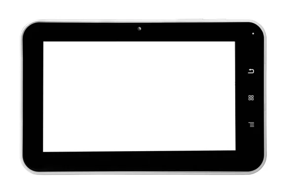 Tableta negro interior blanco cubierta negocio frente recto pequeño —  Fotos de Stock