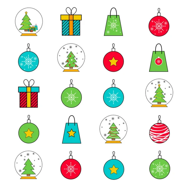 Conjunto de vinte ícones para o Natal e Ano Novo — Vetor de Stock
