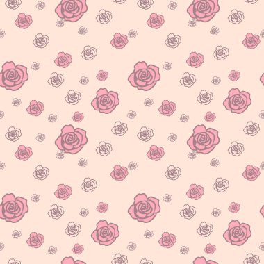 Nazik gül deseni ile büyük ve küçük çiçekler