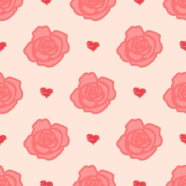 Motif de roses douces avec de grandes et petites fleurs — Image vectorielle