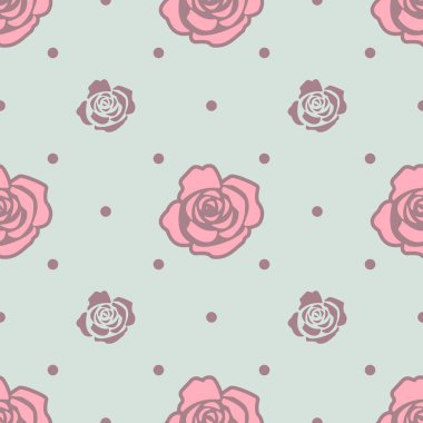 Pembe ve Mavi gül açık mavi renkli üzerinde ile Seamless Modeli.