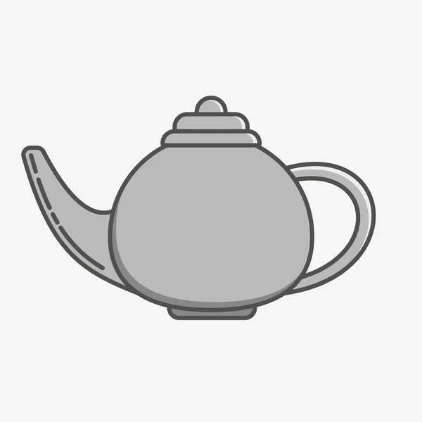 Ícone simples de um bule de chá em fundo cinza . — Vetor de Stock