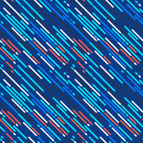 Naadloze vector parallelle witte donker grijs, zwart, licht rood en blauw diagonale lijnen. Naadloze achtergrond voor productie, prenten, gift wrap en web design. — Stockvector