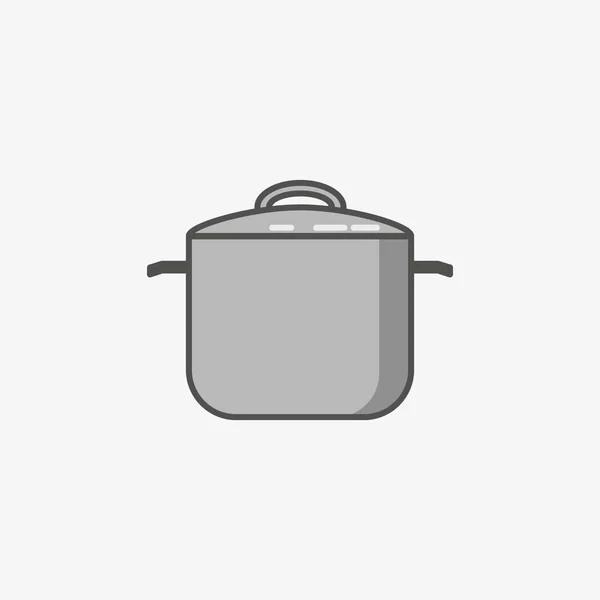 Grande casserole traditionnelle sur fond gris. Pour la cuisson manuelle seulement. Des ustensiles de cuisine. Vecteur de stock — Image vectorielle