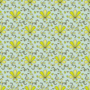 Sarı süslemeleri ile çiçek vintage seamless modeli. Elbise, imalat, duvar kağıtları, baskılar, hediye paketi ve karalama defteri için çiçek sorunsuz arka plan. Liberty stili. Dalları ile süsleme.