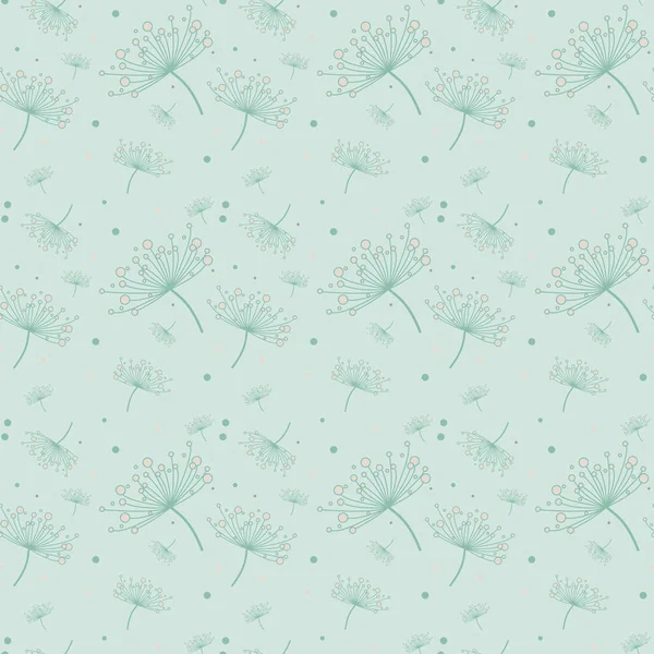 Simple seamless pattern with dandelions in mint and light pink color. Floral seamless background for dress, manufacturing, wallpapers, prints, gift wrap and scrapbook. 