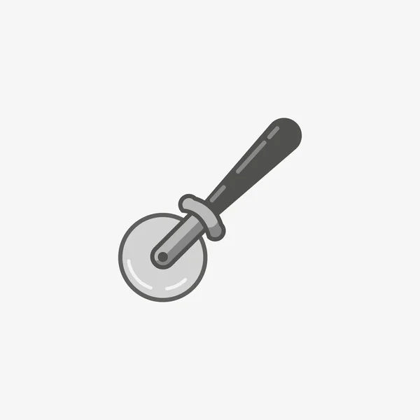 Icono simple de cuchillo cortador de pizza en estilo plano. Equipo de cocina de acero.Ilustración vectorial . — Vector de stock