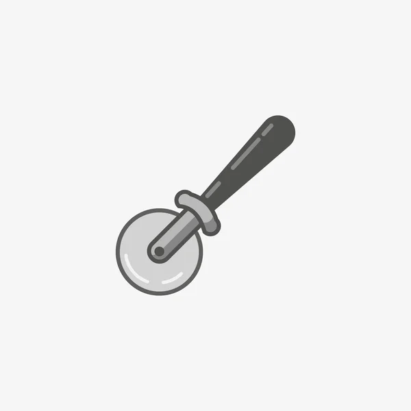 Eenvoudige icoon van pizza cutter mes in vlakke stijl. Stalen keukengerei apparatuur. Vectorillustratie. — Stockvector