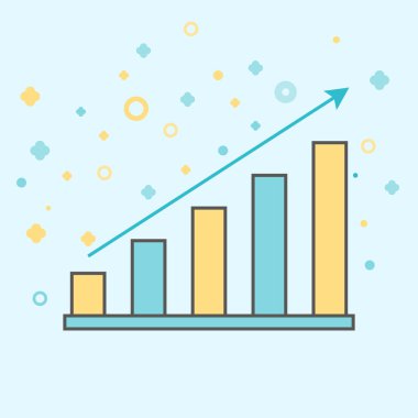 İş simgesi, yönetim. Yükselen bir blok şeması basit vektör simgesi. Düz stil.