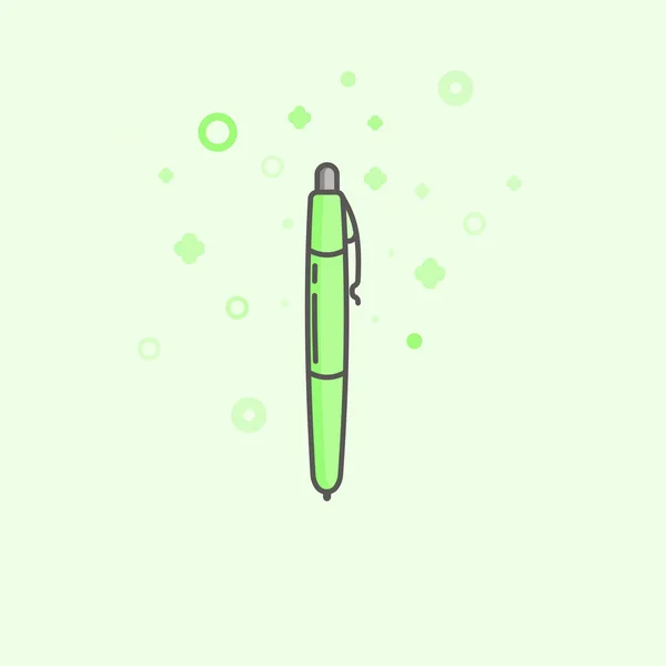 Üzleti ikon, kezelése. Egyszerű vektorgrafikus ikon zöld toll. Lapos illusztráció. — Stock Vector