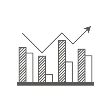 İş simgesi, yönetim. Bir ok ile yükselen bir blok şeması basit vektör simgesi. Düz stil.