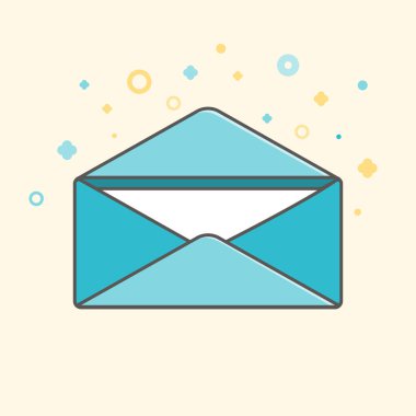 İş simgesi, yönetim. Basit vektör simgesi açık zarf içinde mektup ile. Düz stil.