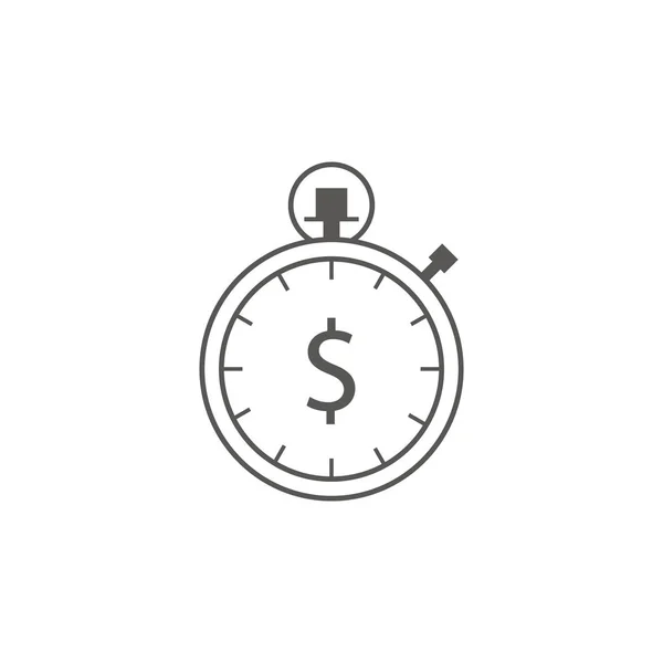 Temporizador con vector de icono de dólar. Esperando, Tiempo y Reloj concepto. Icono de arte lineal. Negocio y gestión . — Vector de stock