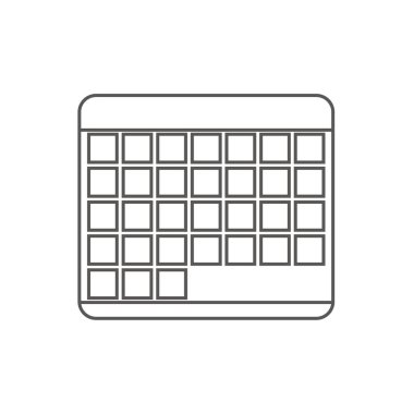 İş simgesi, yönetim. Basit vektör simgesi boş bir takvim. Çizgi sanatı stili.