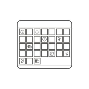 İş simgesi, yönetim. Basit vektör simgesi bir dolu görevleri takvim ile. Çizgi sanatı stili.