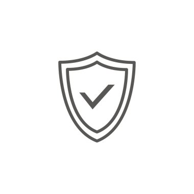 İş simgesi, yönetim. Basit vektör simgesi bir kalkan. Çizgi sanatı stili.