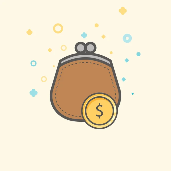 Vector de negocios y finanzas simple FlatIcon. Monedero clásico para guardar monedas. Icono de estilo plano . — Archivo Imágenes Vectoriales