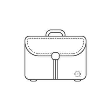 Basit icindeyiz Finans vektör Flaticon. Bir iş adamı sembolü olarak klasik messanger çanta. Hat sanat stil ikonu.