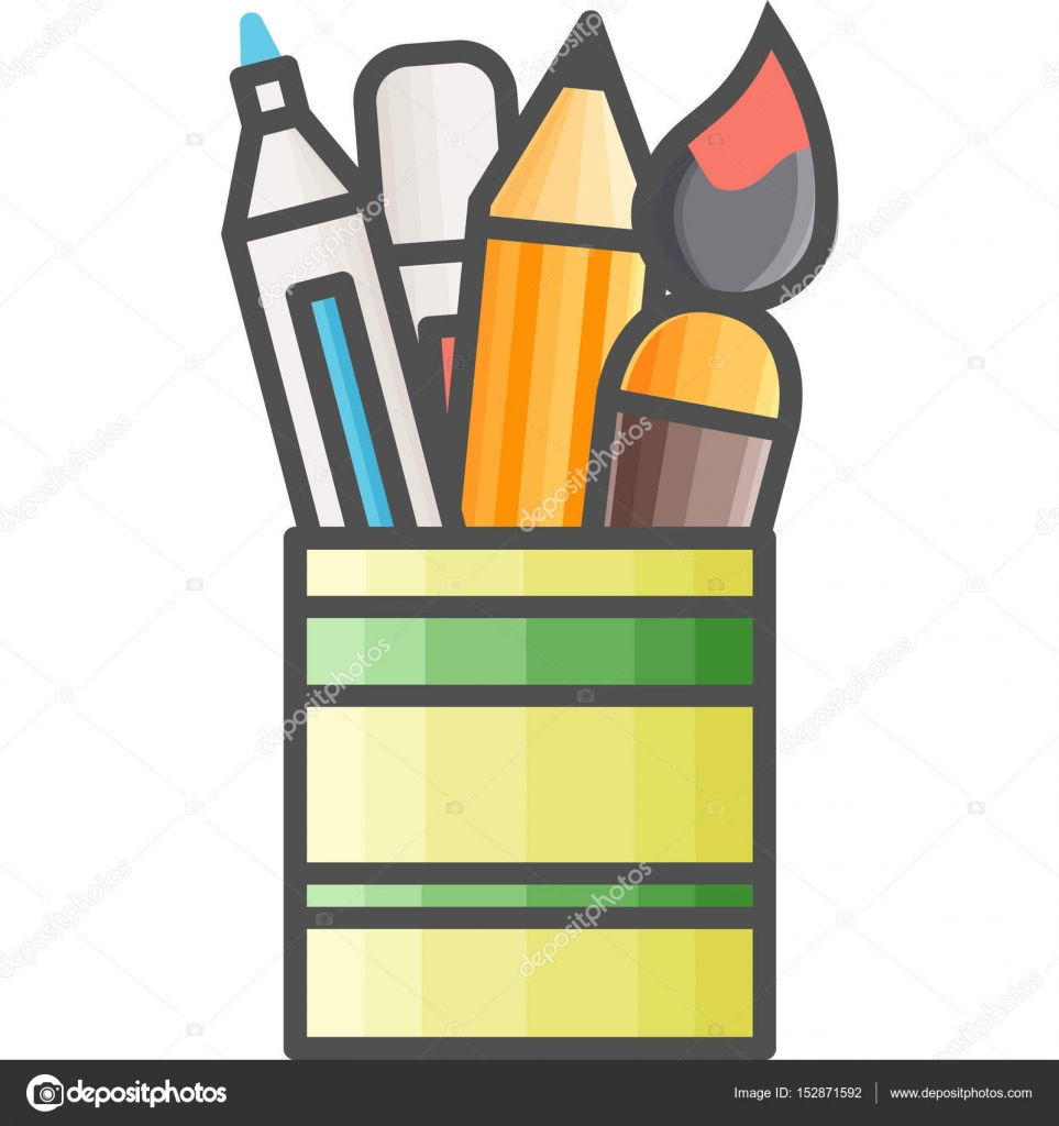 Semplice artistico e hobby vettoriale Flaticon Pentola con i Pentola con i marcatori matite e pennelli per disegno e pittura Icona di stile piano 48 x 48 Pixel Perfect — Vettoriali di Cathyrina