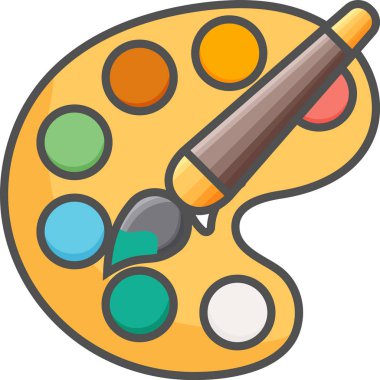 Basit sanatsal ve hobi vektör Flaticon. Paleti fırça ve suluboya ile. Düz stil ikonu. 48 x 48 piksel mükemmel.