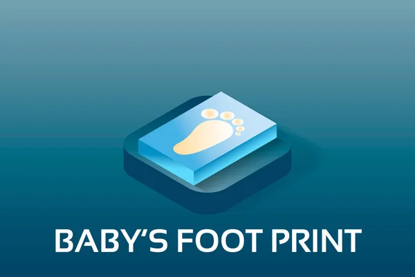 Egyszerű vektorgrafikus izometrikus baba és Pregnancyicons. Baby boy lábnyom. Vektor szimbólum izometrikus stílus ikon. — Stock Vector