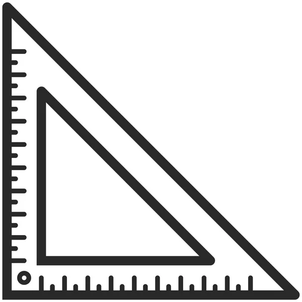 Eenvoudige Vector Icon van een klassieke hoek heerser in lijn kunststijl. Pixel perfect. Basisonderwijs-element. School en kantoor tool. Terug naar college. — Stockvector