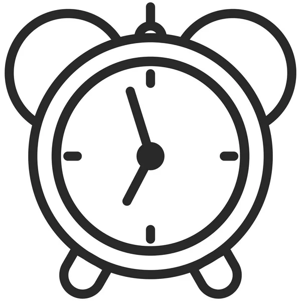 Simple Vector Icono de un reloj despertador clásico en estilo de arte en línea. Pixel perfecto. Elemento de educación básica. Herramienta escolar y de oficina. Volver a la universidad . — Vector de stock