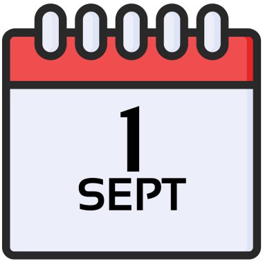 Düz tarzda Eylül ilk için klasik bir takvim Basit Vektör Simgesi. Piksel mükemmel. Temel eğitim unsuru. Okul teması. Üniversiteye geri dön.