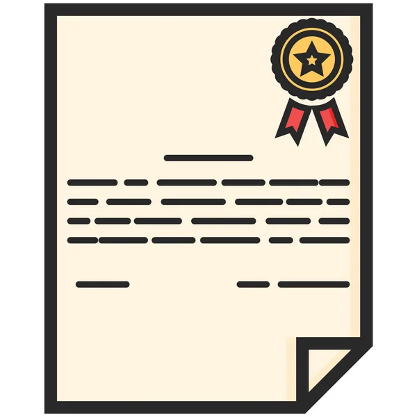 Simple Vector Icon of a classic certificate in flat style. Pixel perfect. Basic education element. School and office tool. Back to college. — Stock Vector