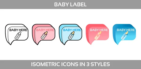 Pro chlapce a dívky ve třech stylech je jednoduché vektorové ikony z klasického označení dítěte. Izometrický, ploché a linie umění ikony. — Stockový vektor