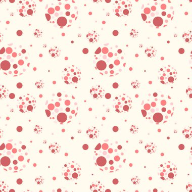 Farklı boyutlarda pembe daireler ile sorunsuz vektör soyut desen. Elbise, imalat, duvar kağıtları, baskılar, hediye paketi ve karalama defteri için arka plan. 