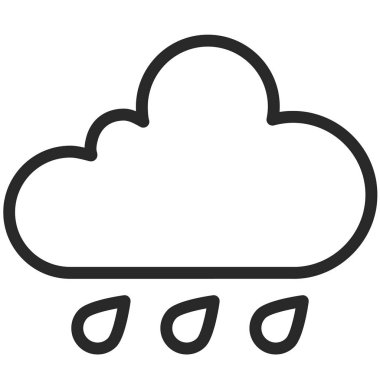 Bir bulut ve hat sanat tarzı hafif yağmur basit vektör simgesi. Piksel mükemmel. Temel hava döküm öğesi. 